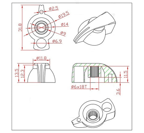Image of Chicken Head Knob Red