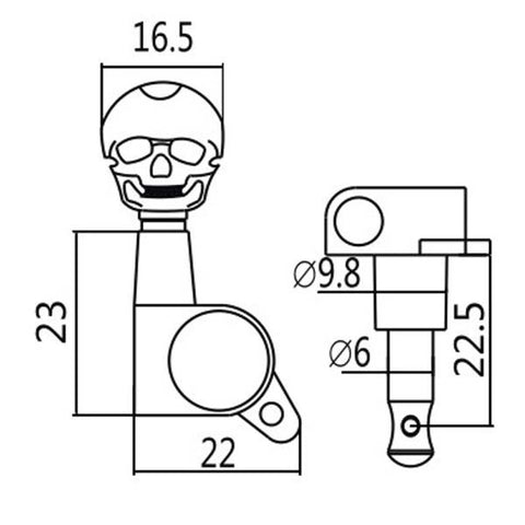 Image of Closed Gear Tuner Chrome Left Skull
