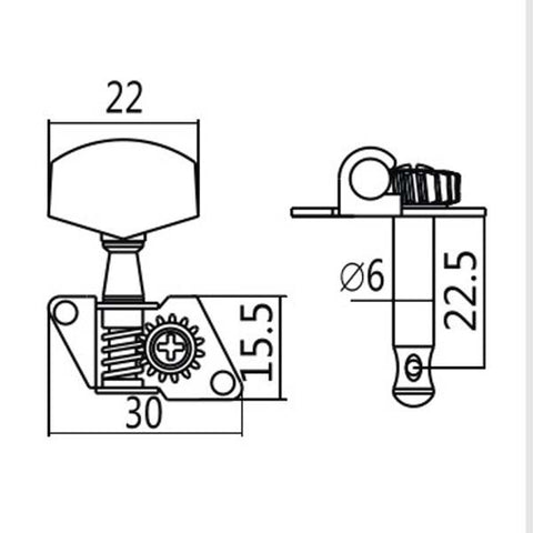 Image of Open Gear Tuner Pearloid Black Left