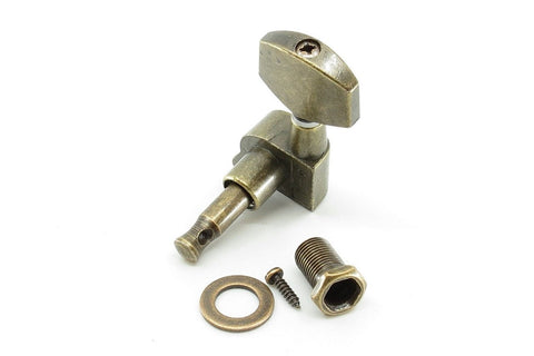 Image of Closed Gear Tuner Aged Brass Left