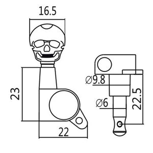Closed Gear Tuner Skull Chrome Left