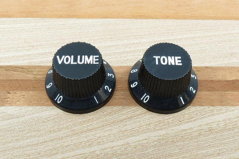 Strat Style Volume & Tone Knobs Black
