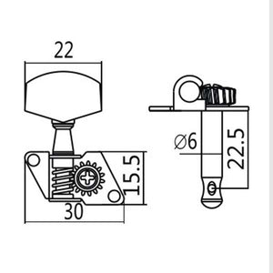 Open Gear Tuner Pearloid Gold Right